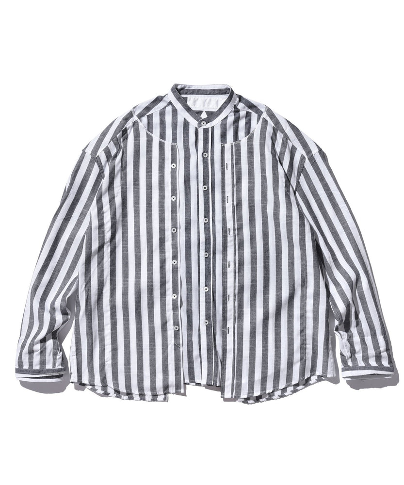 Cotton Stripe Standing Collar Shirt x Cotton Stripe Standing Collar Shirt